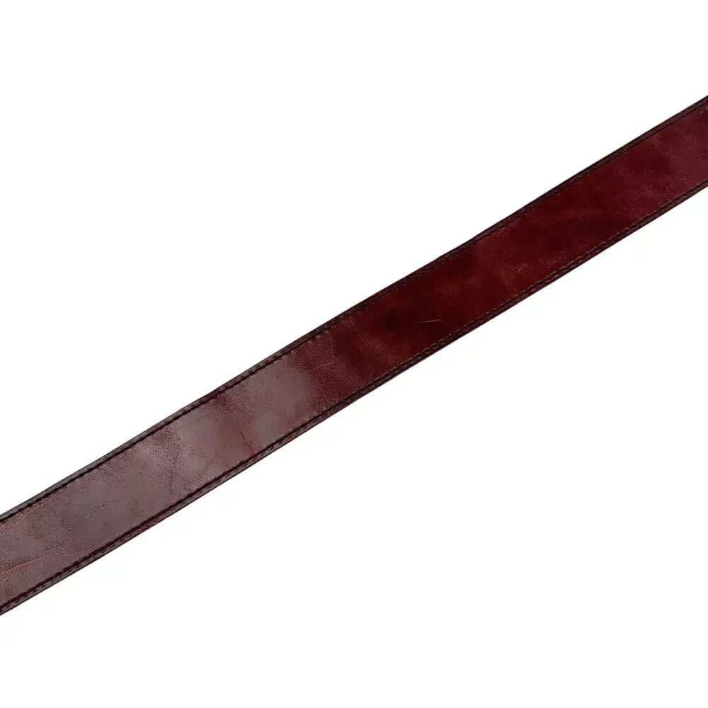 Bechelli Glazed Aniline Cowhide Leather Belt Strap Burgundy Size M 34–36
